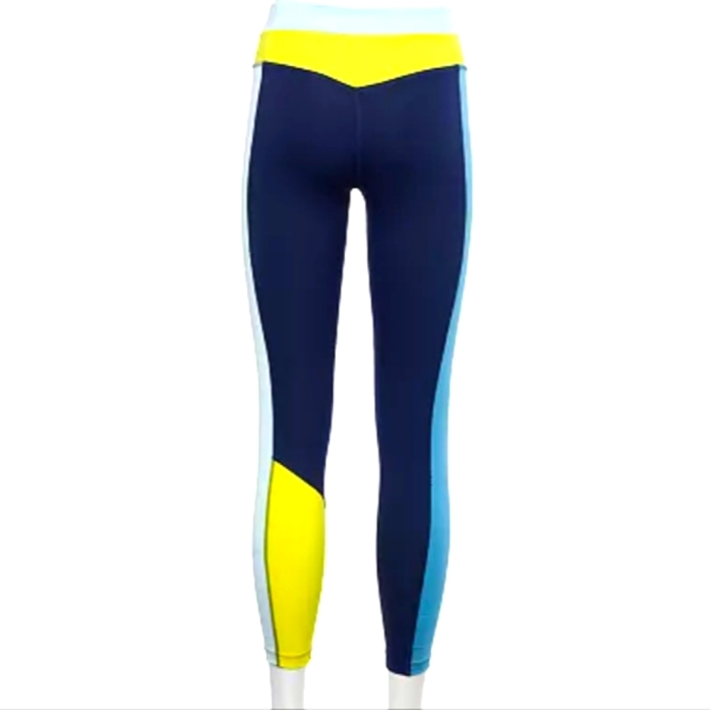 Colorblock Women's Leggings - Navy and Yellow